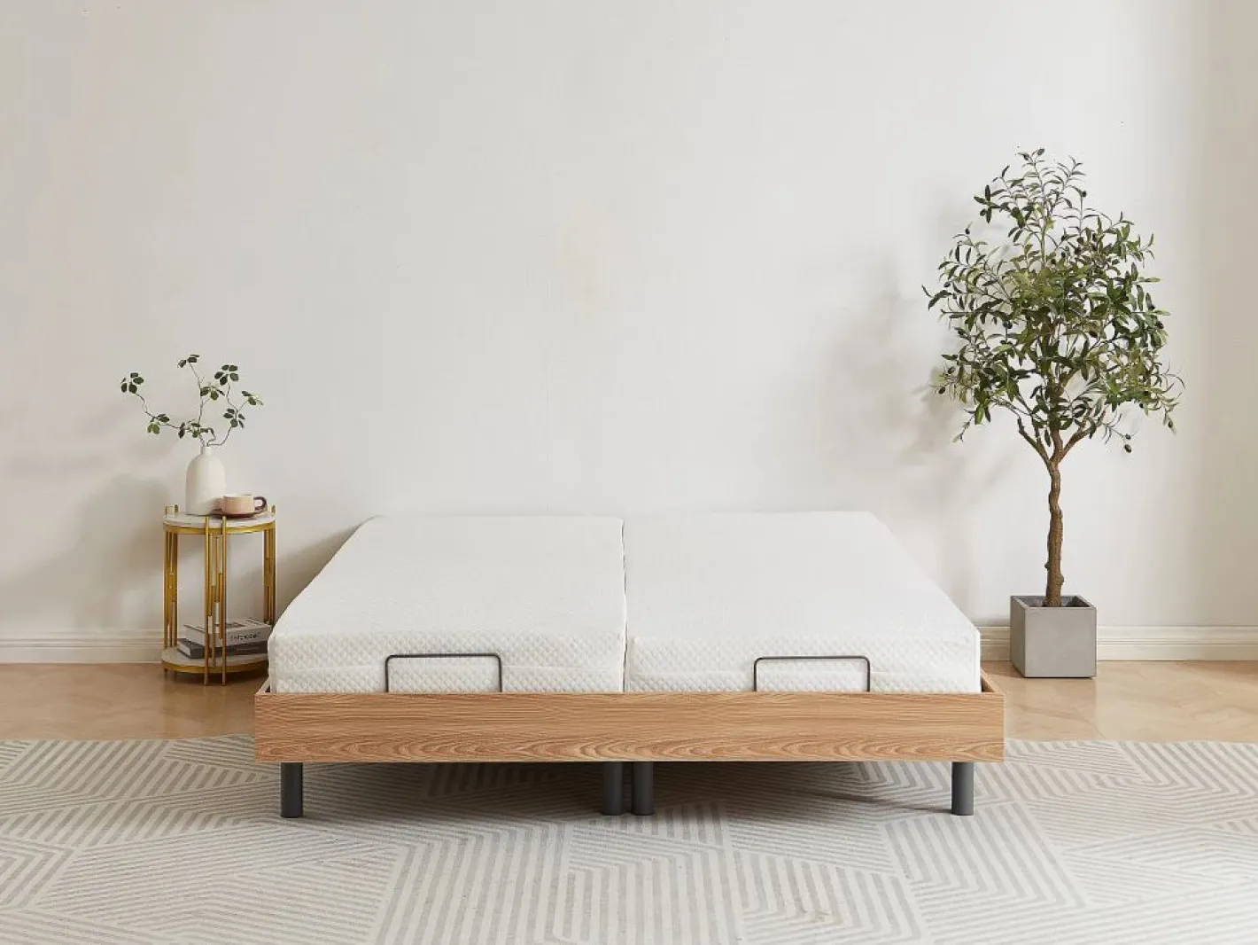 Ysmée Somier Relax|Cama articulada eléctrica somier colchón memoria de forma 2 x 90 x 200 cm beige SASORA