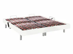 Ysmée Cama articulada eléctrica somier colchón memoria de forma 2 x 70 x 190 cm gris SASORA Blanco Clearance