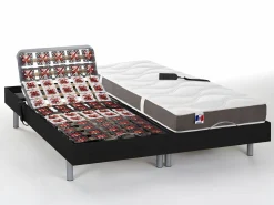 Cama articulada eléctrica somier colchón memoria de forma 2 x 80 x 200 cm beige EREGA^Ysmée Best