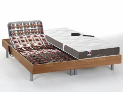 Ysmée Cama articulada eléctrica somier colchón memoria de forma 2 x 70 x 190 cm gris EREGA Color natural claro Best