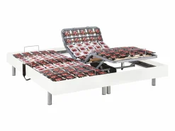 Ysmée Cama articulada eléctrica somier colchón látex 3 zonas 2 x 70 x 190 cm tela beige JOFAR Blanco Sale