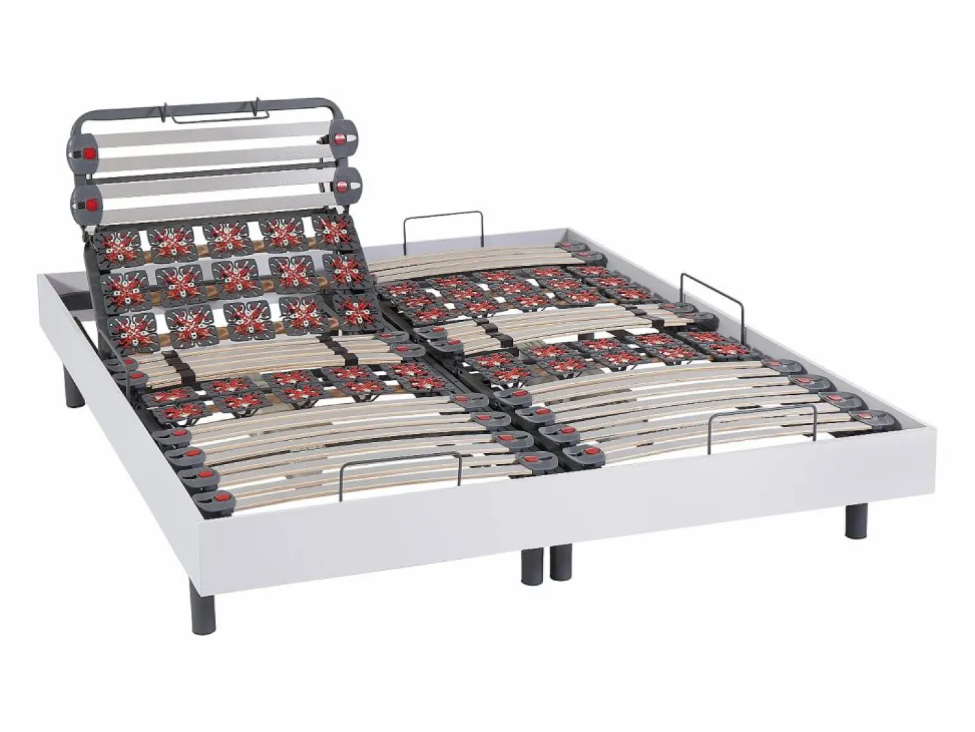 Ysmée Cama articulada eléctrica somier colchón memoria de forma 2 x 80 x 200 cm gris EREGA Blanco Discount