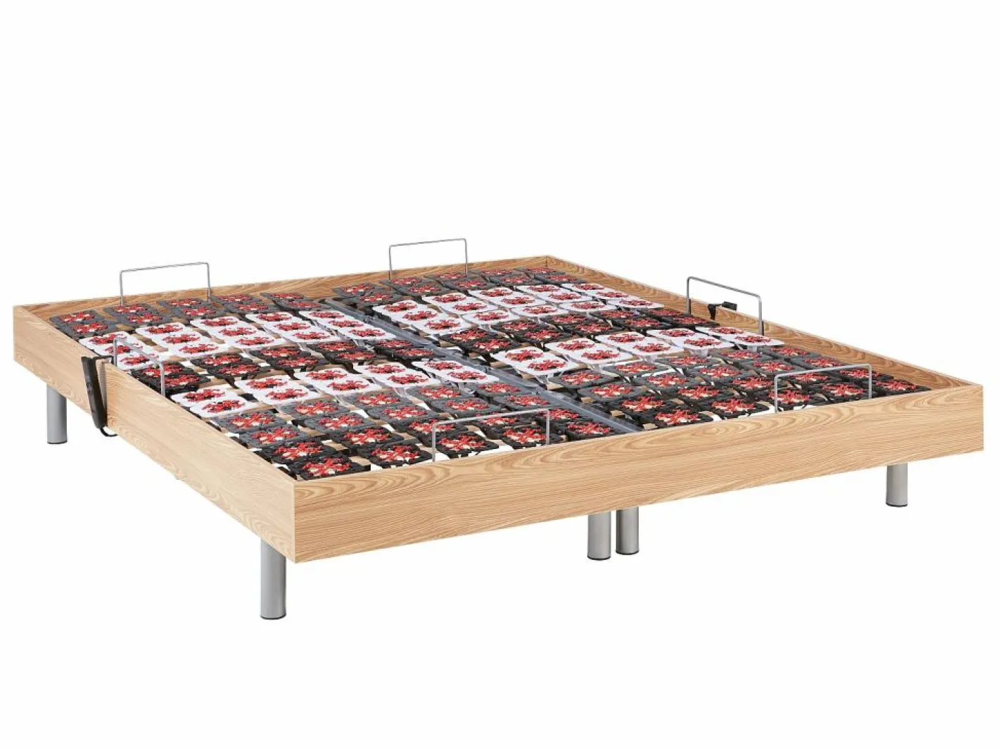 Ysmée Cama Articulada|Cama articulada eléctrica somier colchón látex 3 zonas 2 x 80 x 200 cm tela gris JOFAR