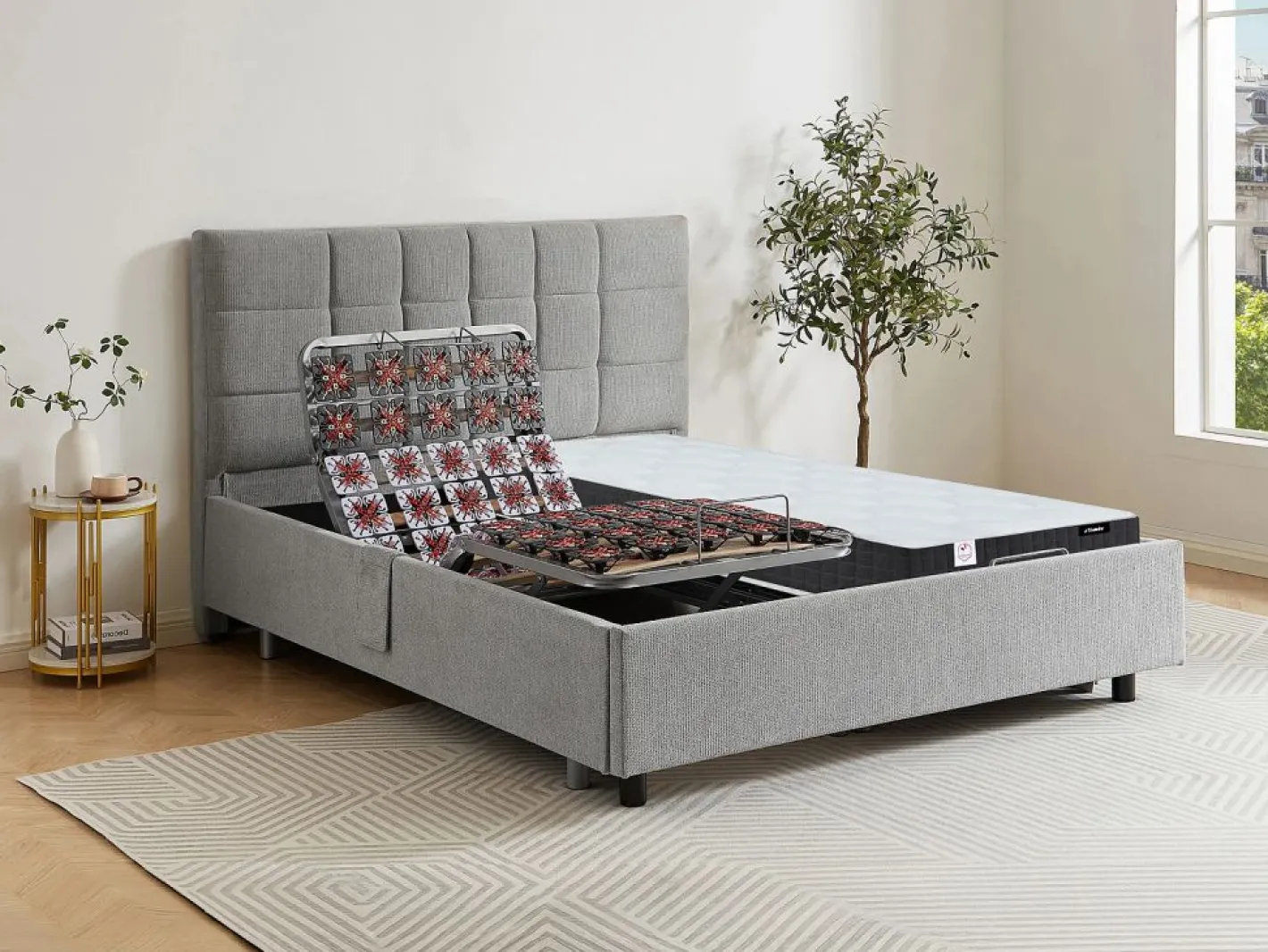 Ysmée Cama Articulada|Cama articulada eléctrica somier colchón de muelles 5 zonas 2 x 90 x 200 cm MANAM