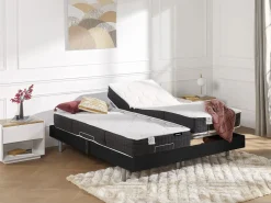 Ysmée Cama Articulada|Cama articulada eléctrica somier colchón látex 3 zonas 2 x 90 x 200 cm tela beige JOFAR