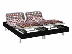 Ysmée Cama Articulada|Cama articulada eléctrica somier colchón látex 3 zonas 2 x 90 x 200 cm tela beige JOFAR