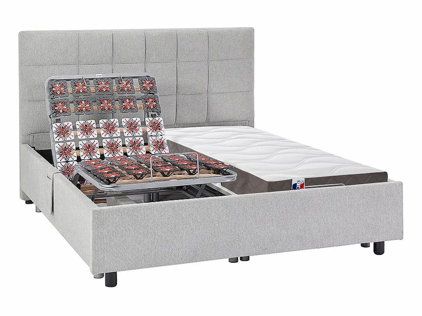 Ysmée Cama Articulada|Cama articulada eléctrica somier colchón látex 3 zonas 2 x 90 x 200 cm tela JOFAR