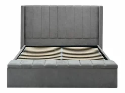 Vente-unique Cama baúl 140 x 190 cm con banco de tela en color - DOUINO Gris