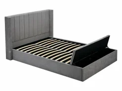 Vente-unique Cama baúl 140 x 190 cm con banco de tela en color - DOUINO Gris