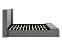 Vente-unique Cama baúl 140 x 190 cm con banco de tela en color - DOUINO Gris