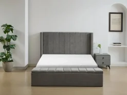 Cama baúl 160 x 200 cm con banco en tela color - DOUINO^Vente-unique Outlet