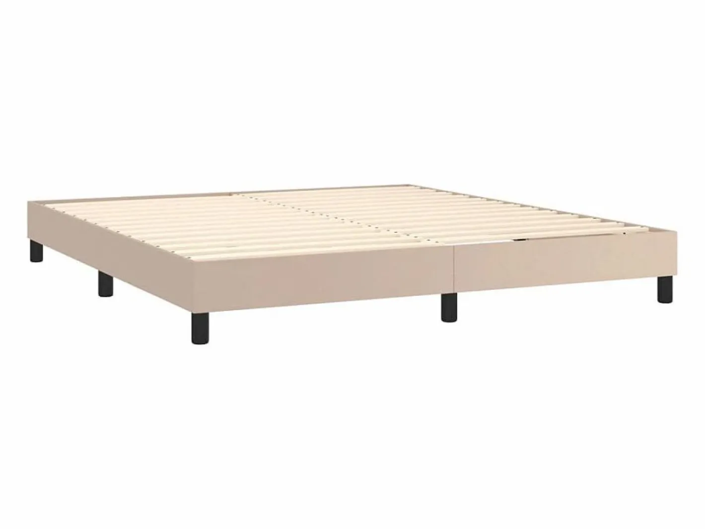 Clicnbuy Cama box spring colchón LED cuero sintético capuchino 160x200cm Marru00f3n Hot