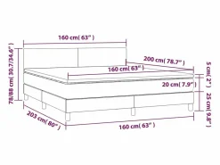 Clicnbuy Cama box spring colchón LED cuero sintético capuchino 160x200cm Marru00f3n Hot