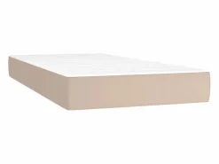 Clicnbuy Somier Tapizado|Cama box spring colchón LED cuero sintético capuchino 120x190cm