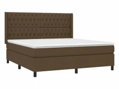 Clicnbuy Cama box spring colchón luces LED tela marrón oscuro 180x200cm New