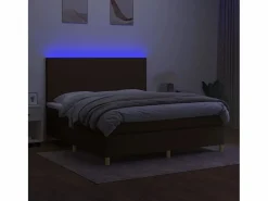 Cama box spring colchón luces LED tela marrón oscuro 160x200cm^Clicnbuy Sale