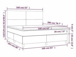 Cama box spring colchón luces LED tela marrón oscuro 160x200cm^Clicnbuy Sale