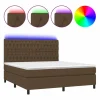 Cama box spring colchón luces LED tela marrón oscuro 180x200cm^Clicnbuy Sale