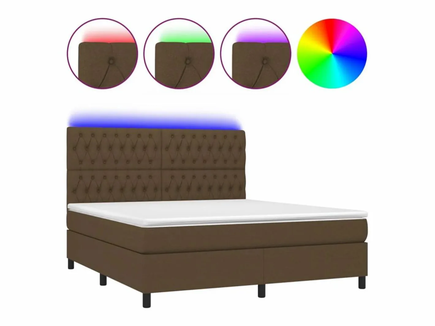 Cama box spring colchón luces LED tela marrón oscuro 180x200cm^Clicnbuy Sale