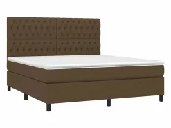 Cama box spring colchón luces LED tela marrón oscuro 180x200cm^Clicnbuy Sale