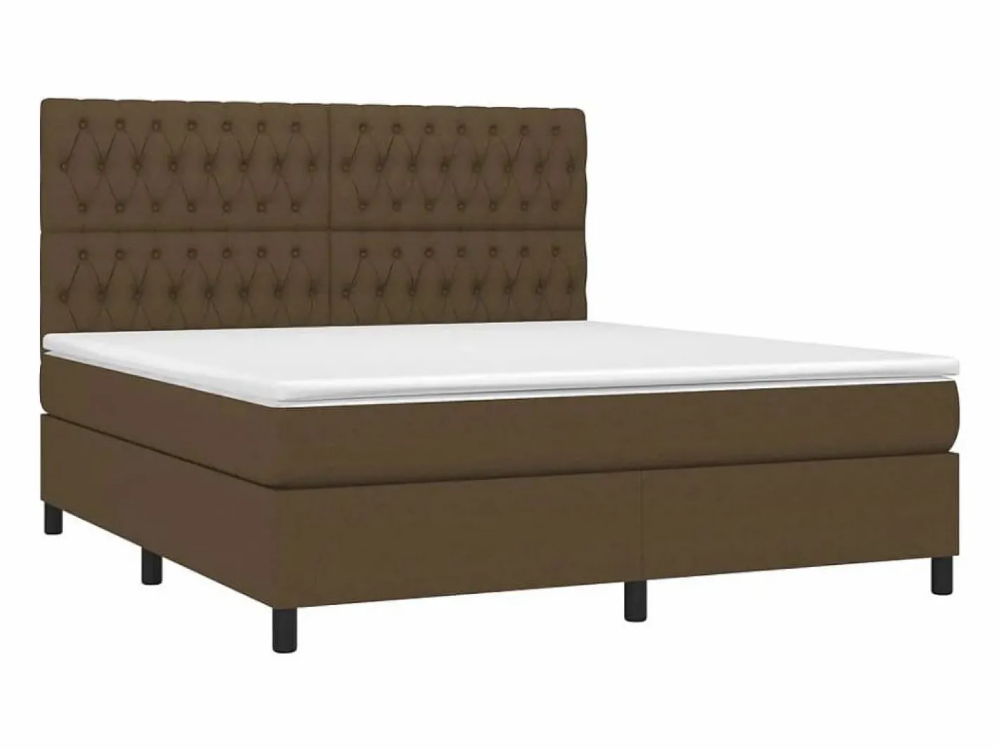 Cama box spring colchón luces LED tela marrón oscuro 180x200cm^Clicnbuy Sale