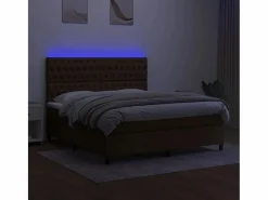 Cama box spring colchón luces LED tela marrón oscuro 180x200cm^Clicnbuy Sale