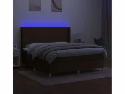 Clicnbuy Cama box spring colchón luces LED tela marrón oscuro 160x200cm Hot