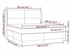 Clicnbuy Cama box spring colchón luces LED tela marrón oscuro 160x200cm Hot