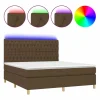 Clicnbuy Somier Tapizado|Somier - 160X200Cm|Cama box spring colchón luces LED tela marrón oscuro 160x200cm