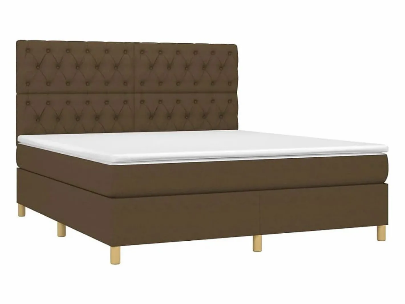 Clicnbuy Somier Tapizado|Somier - 160X200Cm|Cama box spring colchón luces LED tela marrón oscuro 160x200cm