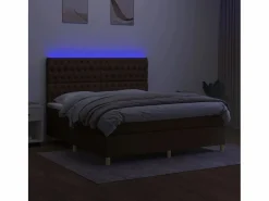 Clicnbuy Somier Tapizado|Somier - 160X200Cm|Cama box spring colchón luces LED tela marrón oscuro 160x200cm