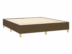 Clicnbuy Somier Tapizado|Somier - 160X200Cm|Cama box spring colchón luces LED tela marrón oscuro 160x200cm