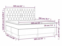 Clicnbuy Somier Tapizado|Somier - 160X200Cm|Cama box spring colchón luces LED tela marrón oscuro 160x200cm