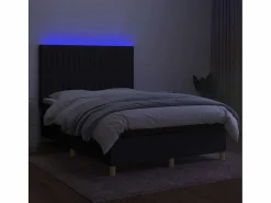 Clicnbuy Somier Tapizado|Somier - 140X190Cm|Cama box spring colchón y luces LED tela negro 140x190 cm