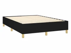 Clicnbuy Somier Tapizado|Somier - 140X190Cm|Cama box spring colchón y luces LED tela negro 140x190 cm