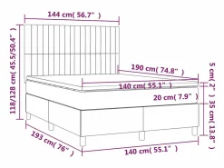 Clicnbuy Somier Tapizado|Somier - 140X190Cm|Cama box spring colchón y luces LED tela negro 140x190 cm