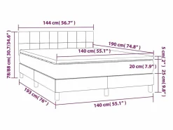 Clicnbuy Somier - 140X190Cm|Cama box spring colchón y luces LED tela crema 140x190 cm