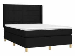 Clicnbuy Somier - 140X190Cm|Cama box spring colchón y luces LED tela negro 140x190 cm