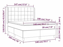Clicnbuy Somier - 140X190Cm|Cama box spring colchón y luces LED tela negro 140x190 cm