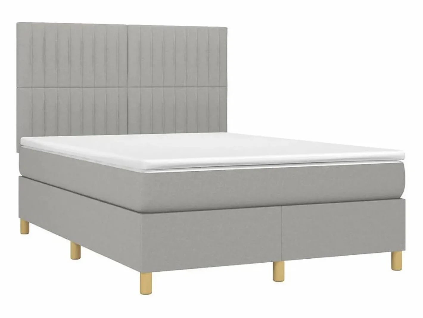 Clicnbuy Somier Tapizado|Somier - 140X190Cm|Cama box spring colchón y luces LED tela gris claro 140x190 cm