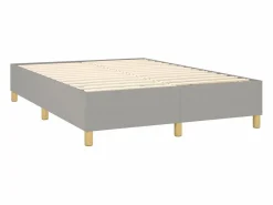 Clicnbuy Somier Tapizado|Somier - 140X190Cm|Cama box spring colchón y luces LED tela gris claro 140x190 cm