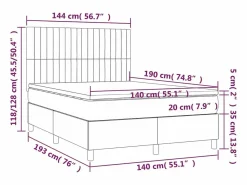 Clicnbuy Somier Tapizado|Somier - 140X190Cm|Cama box spring colchón y luces LED tela gris claro 140x190 cm