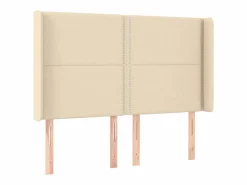 Clicnbuy Somier - 140X190Cm|Cama box spring colchón y luces LED tela crema 140x190 cm