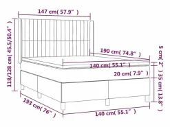 Clicnbuy Cama box spring colchón y luces LED tela gris claro 140x190 cm Best