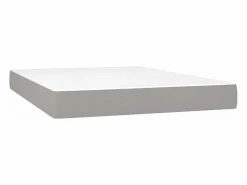 Cama box spring colchón y luces LED tela gris claro 140x190 cm^Clicnbuy Clearance