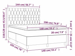 Cama box spring colchón y luces LED tela gris claro 140x190 cm^Clicnbuy Clearance