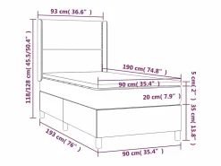 Cama box spring colchón y luces LED tela azul 90x190 cm^Clicnbuy Clearance