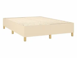 Cama box spring colchón y luces LED tela crema 140x190 cm^Clicnbuy Discount