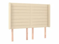 Cama box spring colchón y luces LED tela crema 140x190 cm^Clicnbuy Discount