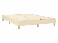 Cama box spring colchón y luces LED tela crema 140x190 cm^Clicnbuy